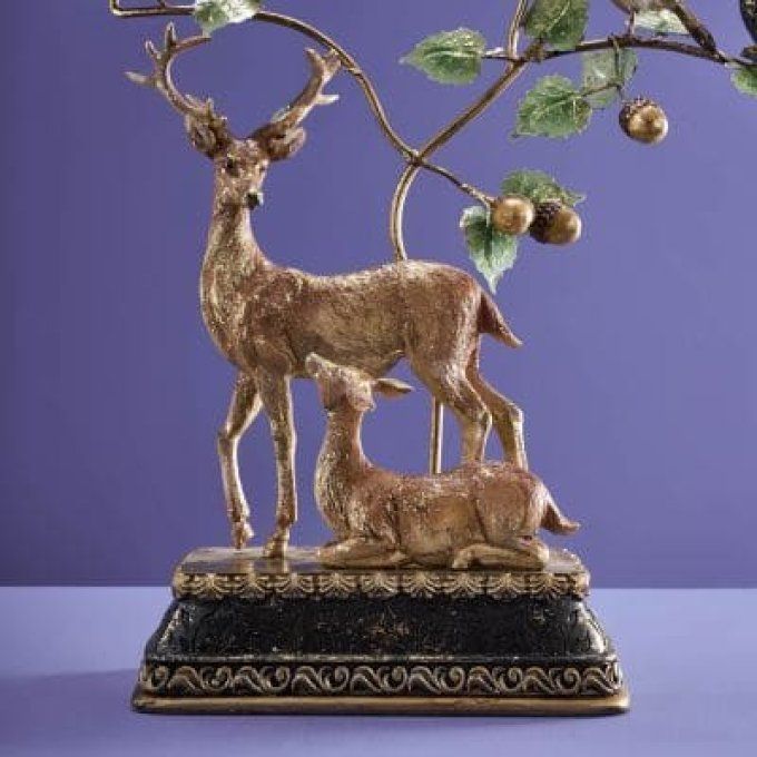 BOUGEOIR AVEC CERFS MULTICOLORE - WERNS DECO