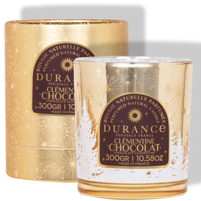 BOUGIE MECHE BOIS CLEMENTINE CHOCOLAT - DURANCE