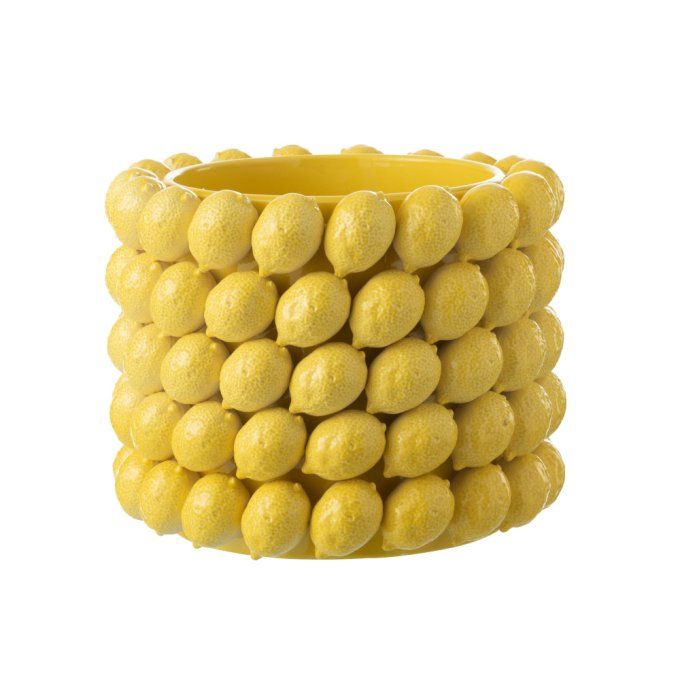 CACHE POT CITRON JAUNE - J-LINE 