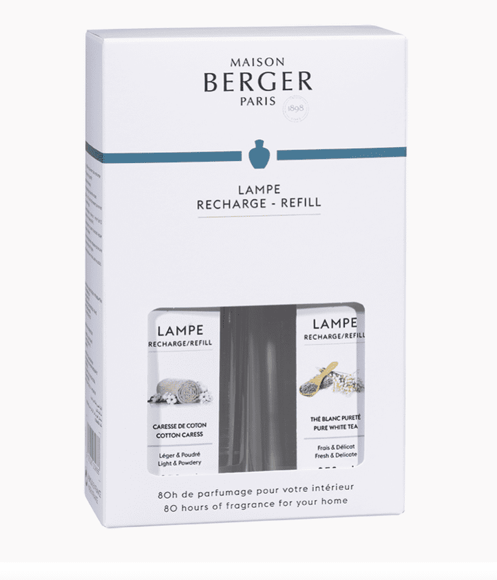 Coffret de 2 parfums Lampe Berger Caresse de Coton/Thé Blanc Pureté 