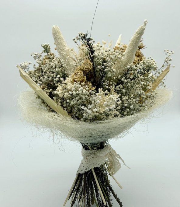 Bouquet blanc, crème - Fleurs séchées