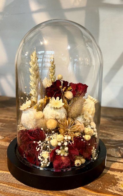 Cloche de fleurs séchées Flora